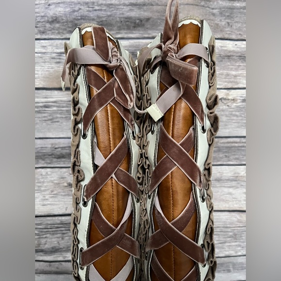 Betty Blu Halter lace up round tie tall boots - Picture 3 of 5